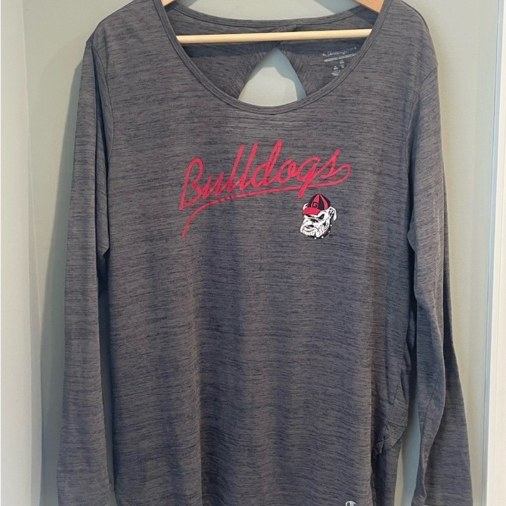 UGA Bulldogs Champion Gray Red Cut Out Hoodie